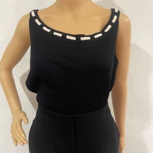 St. John Black Tank Top with White Trim